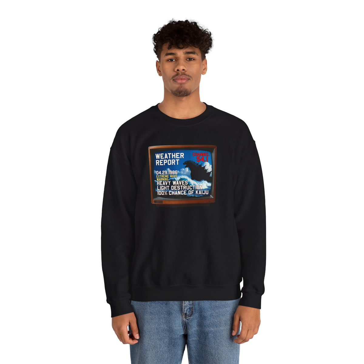 Kaiju Weather Report Sweatshirt | Retro Japanese Monster Graphic Crewneck