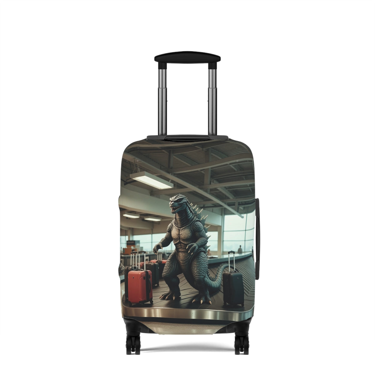 Funniest Monster Airport Luggage Cover - Fun Vintage Travel Suitcase Protector