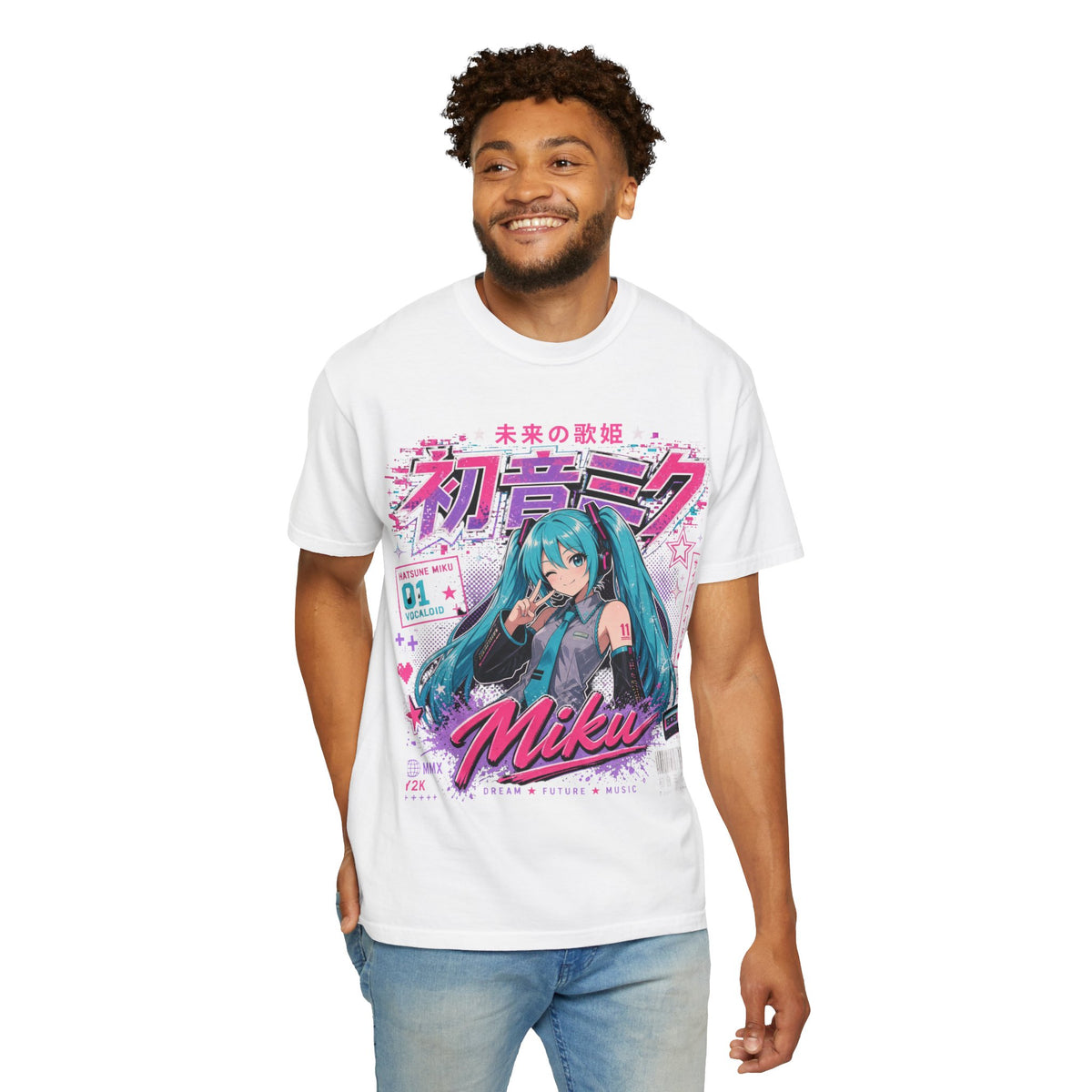 Y2K Anime Girl Graphic T-Shirt - Teal Hair Virtual Pop Star Tee