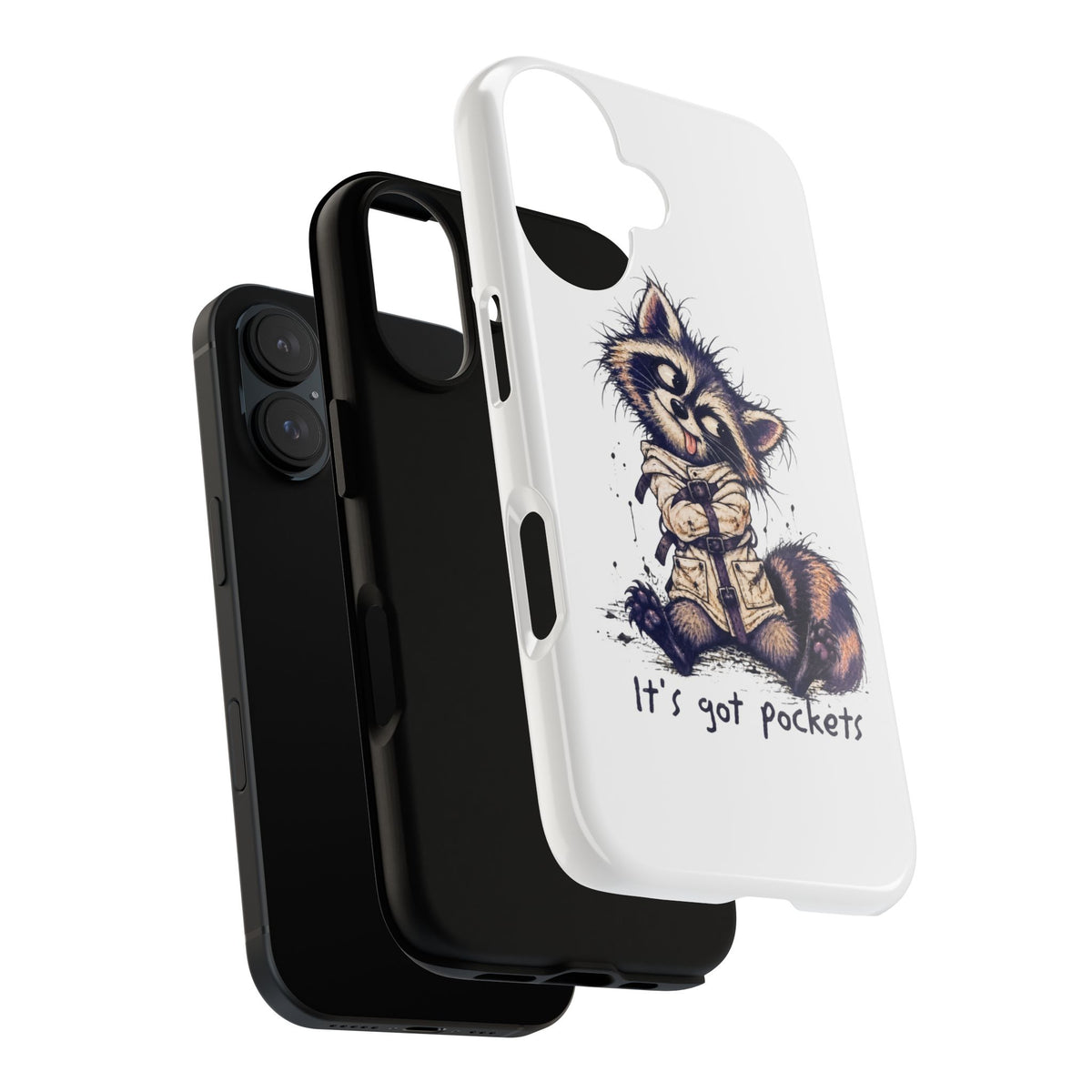 “It’s Got Pockets” Cute Raccoon Tough Phone Case