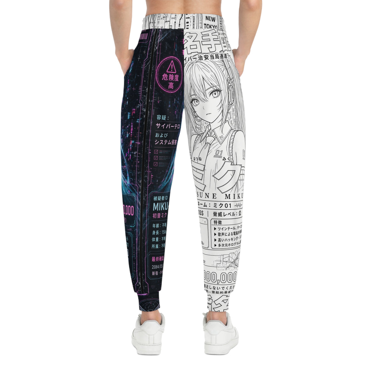 Teal Twin-Tail Anime Graphic Joggers – Cyber Idol Streetwear Sweatpants