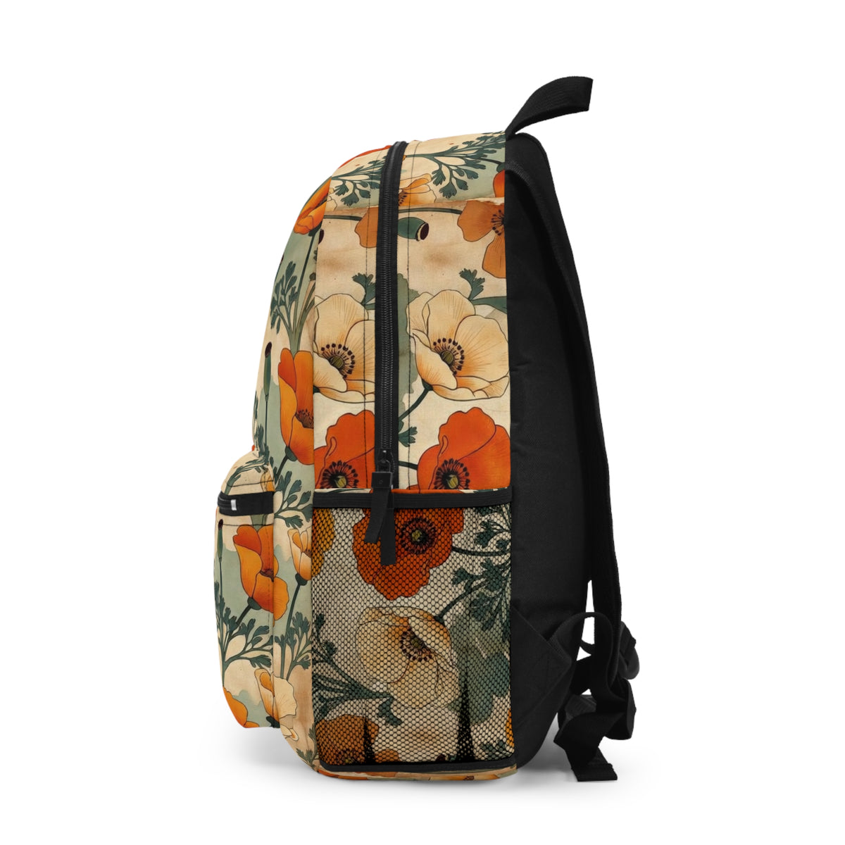 California Poppy Backpack – Vintage Botanical Floral Daypack