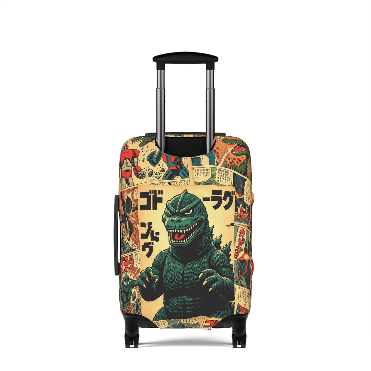 Vintage Monster Collage Luggage Cover - Retro Suitcase Protector