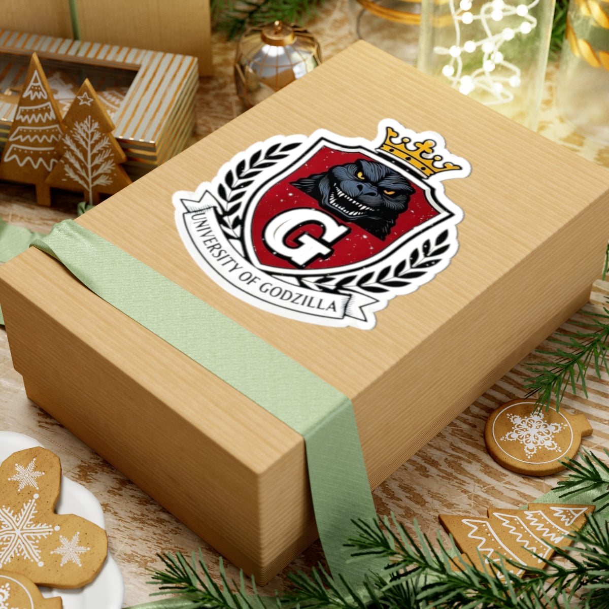 Godzilla Kaiju Kiss-Cut Stickers, University of Godzilla Sticker, Cool Stickers, Laptop Decals, Waterproof Stickers, Vinyl Stickers