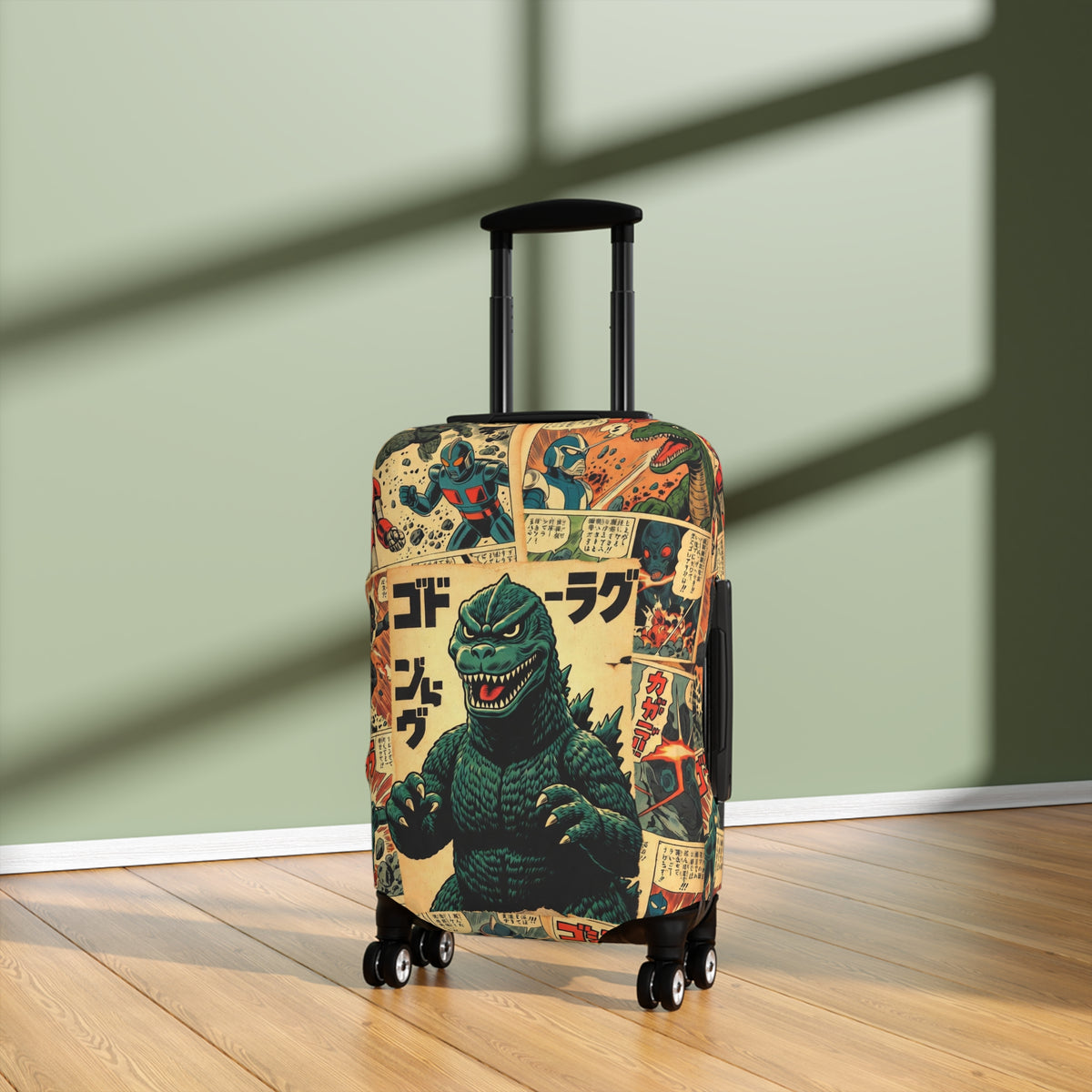 Vintage Monster Collage Luggage Cover - Retro Suitcase Protector