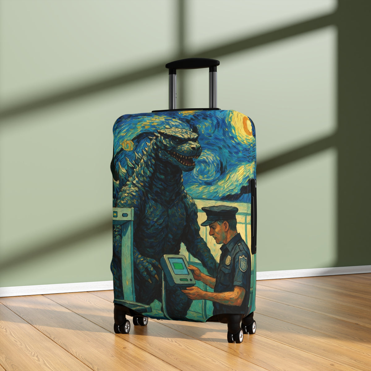 Funny Giant Monster Airport Suitcase Cover | Surreal Night Sky Luggage Protector