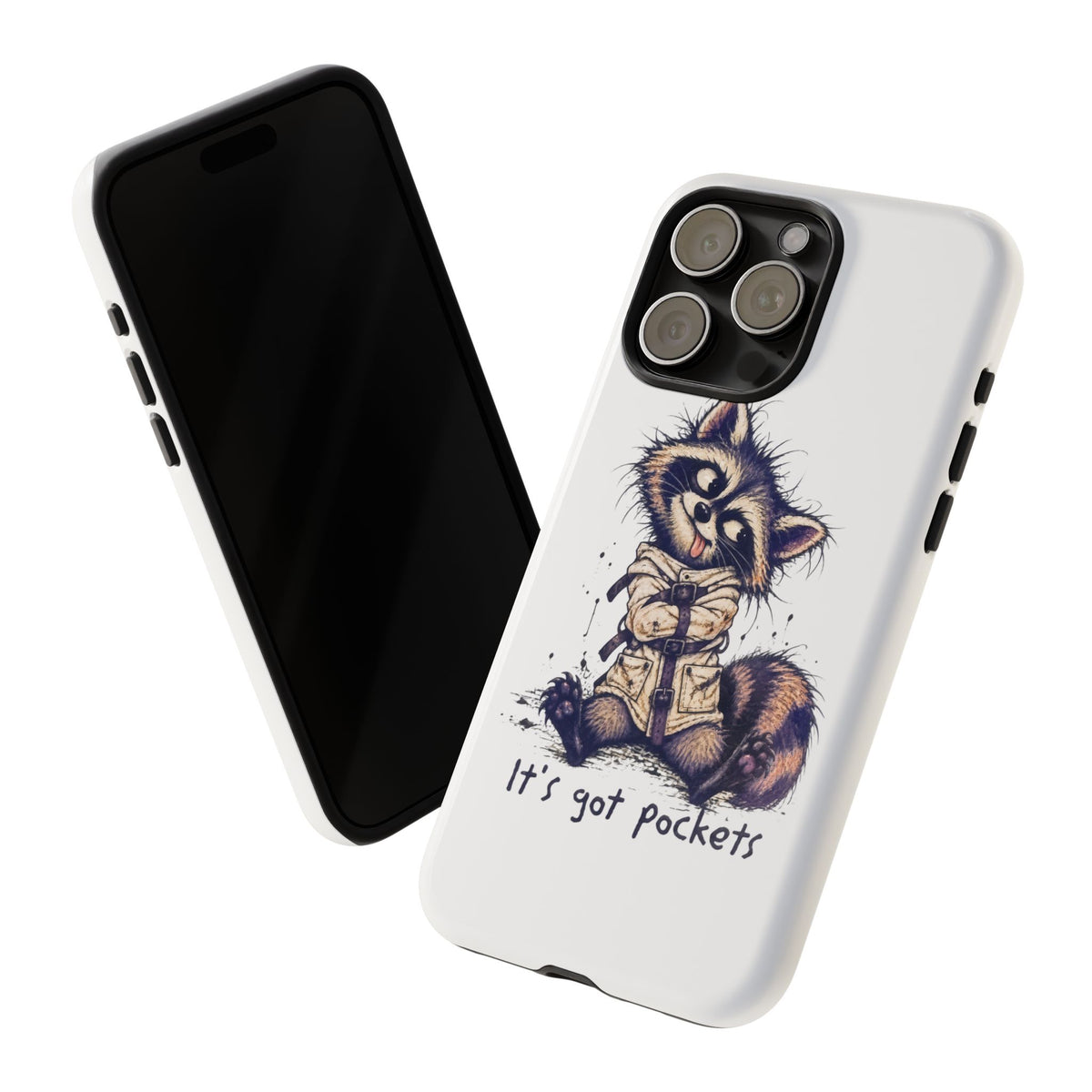 “It’s Got Pockets” Cute Raccoon Tough Phone Case