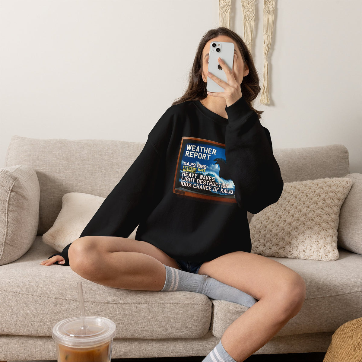 Kaiju Weather Report Sweatshirt | Retro Japanese Monster Graphic Crewneck