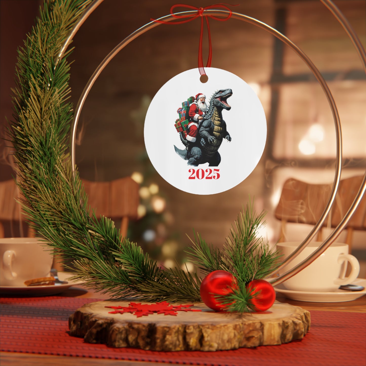 Christmas Ornament Metal Ornaments - Godzilla and Santa Clause 2025