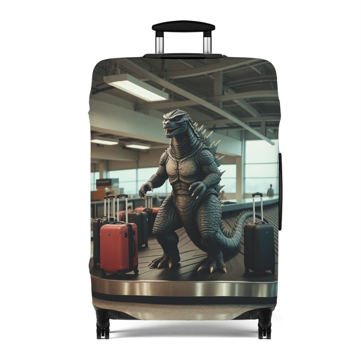 Funniest Monster Airport Luggage Cover - Fun Vintage Travel Suitcase Protector