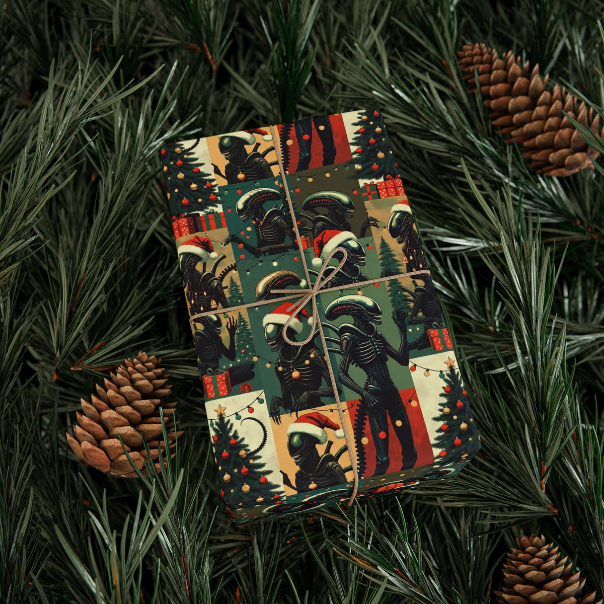 Vintage Christmas Alien Gift Wrap | Fun Christmas Wrapping Paper
