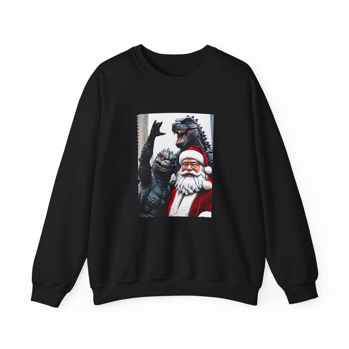 Santa with Godzilla Crewneck Sweatshirt