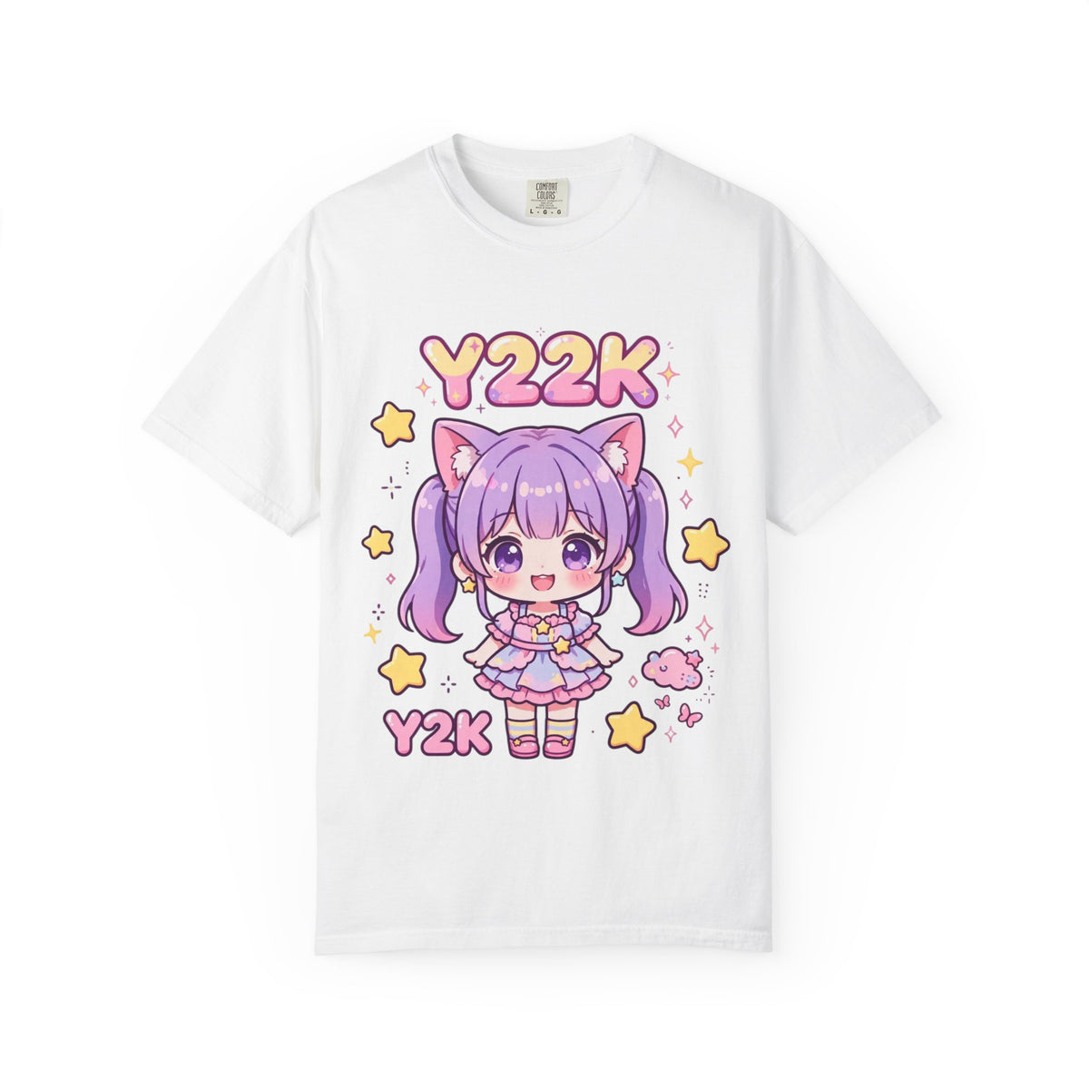 Y2K Anime Catgirl Graphic T-Shirt – Pastel Chibi Kawaii Tee | Heavyweight Cotton Y2K Streetwear