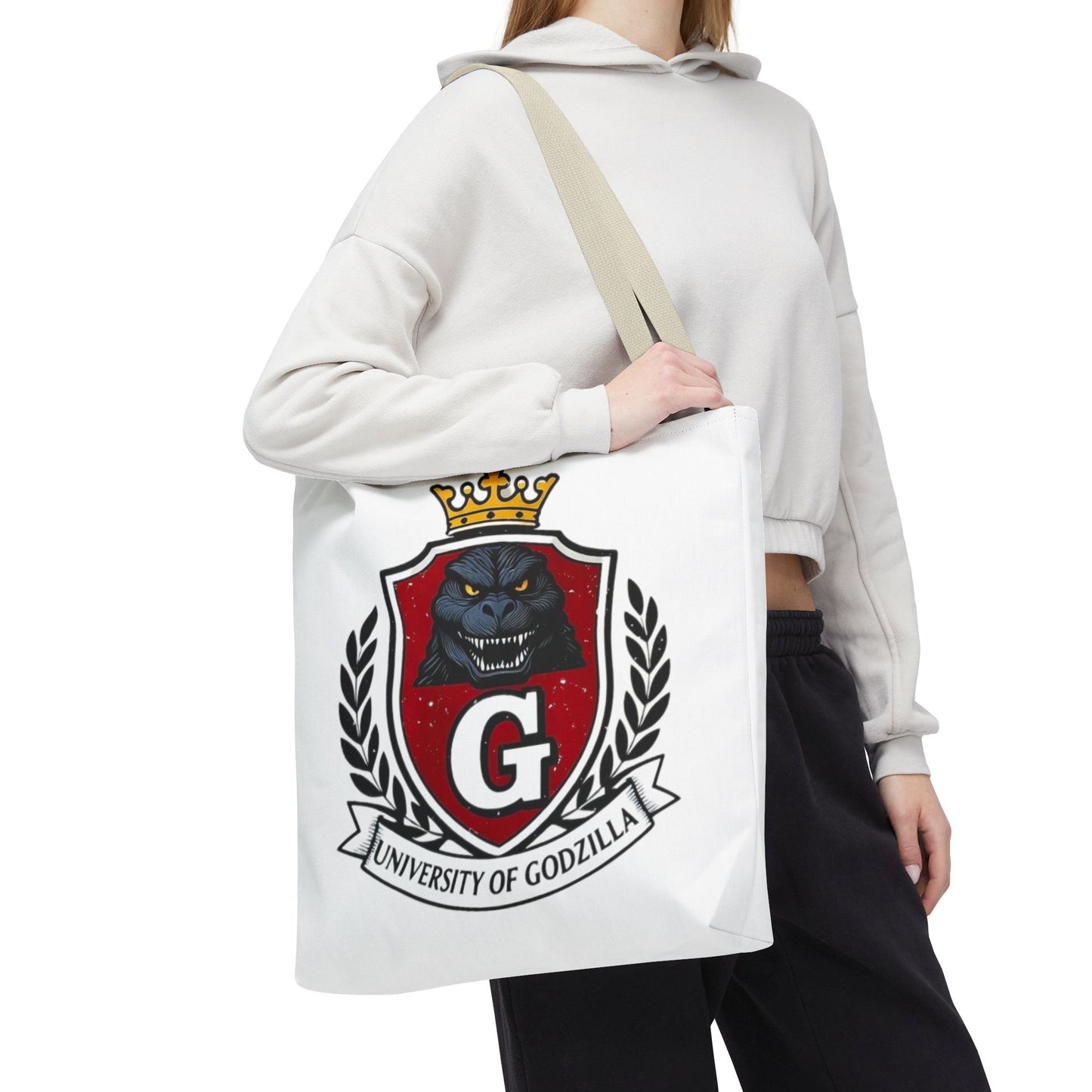 Godzilla University Tote Bag | Fun Bag, Gift for Movies Fans, Cute Carryall, College Spirit, Party Favor, Art Print