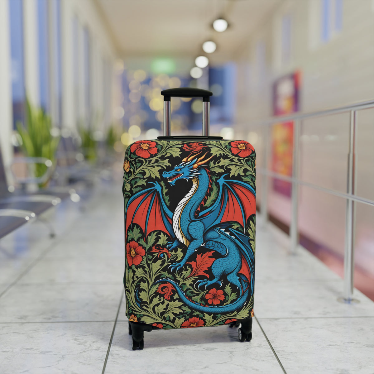 Dragon Luggage Cover - Fantasy Medieval Suitcase Protector