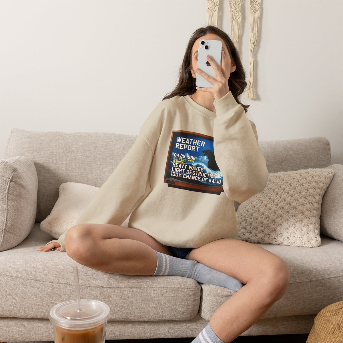 Kaiju Weather Report Sweatshirt | Retro Japanese Monster Graphic Crewneck
