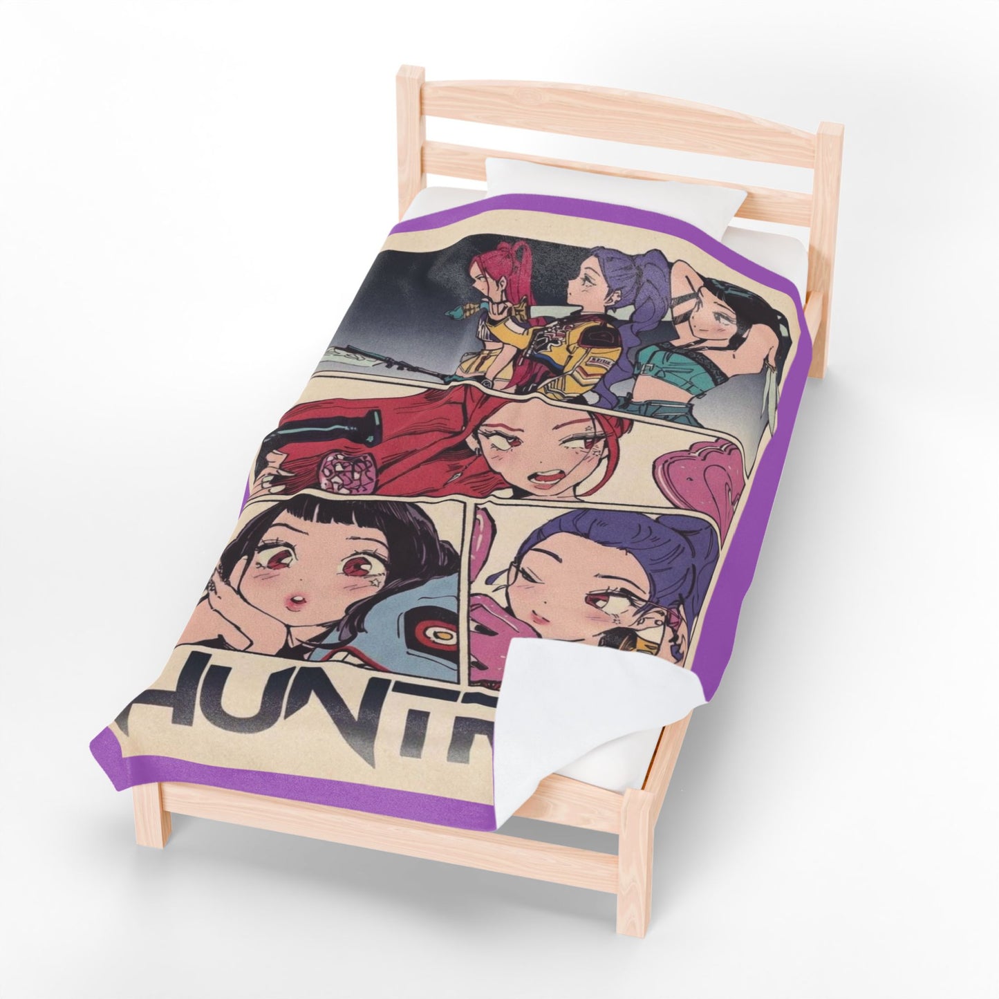 Kpop blanket, kpop art Velveteen Plush Blanket — Kawaii Comic Panel Throw