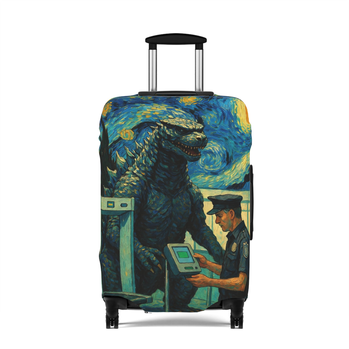 Funny Giant Monster Airport Suitcase Cover | Surreal Night Sky Luggage Protector