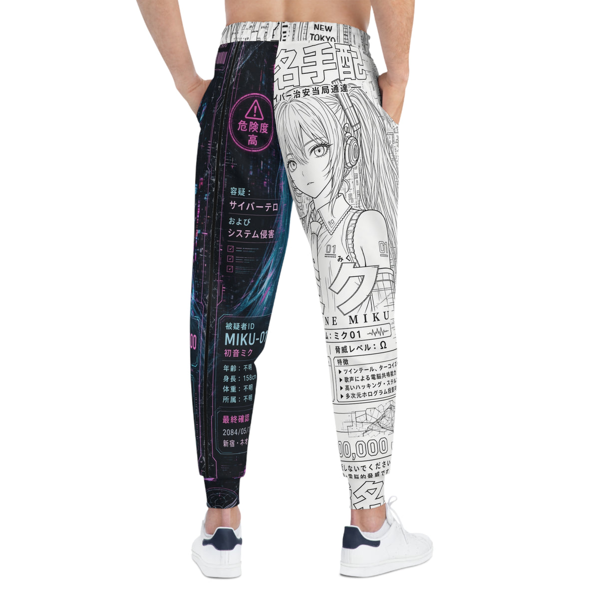 Teal Twin-Tail Anime Graphic Joggers – Cyber Idol Streetwear Sweatpants