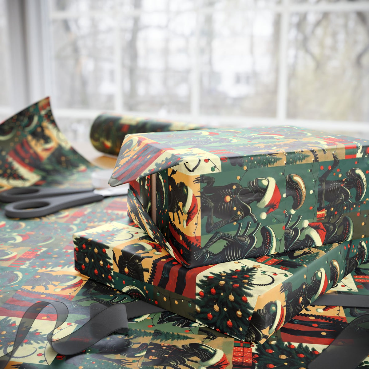 Vintage Christmas Alien Gift Wrap | Fun Christmas Wrapping Paper
