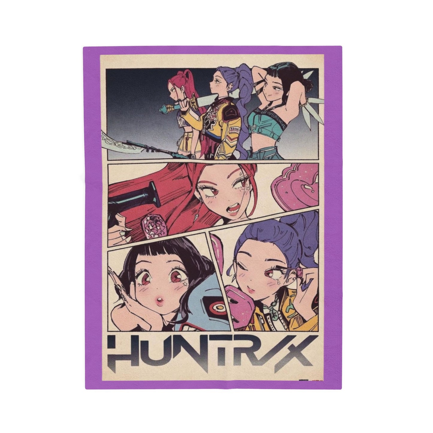Kpop blanket, kpop art Velveteen Plush Blanket — Kawaii Comic Panel Throw