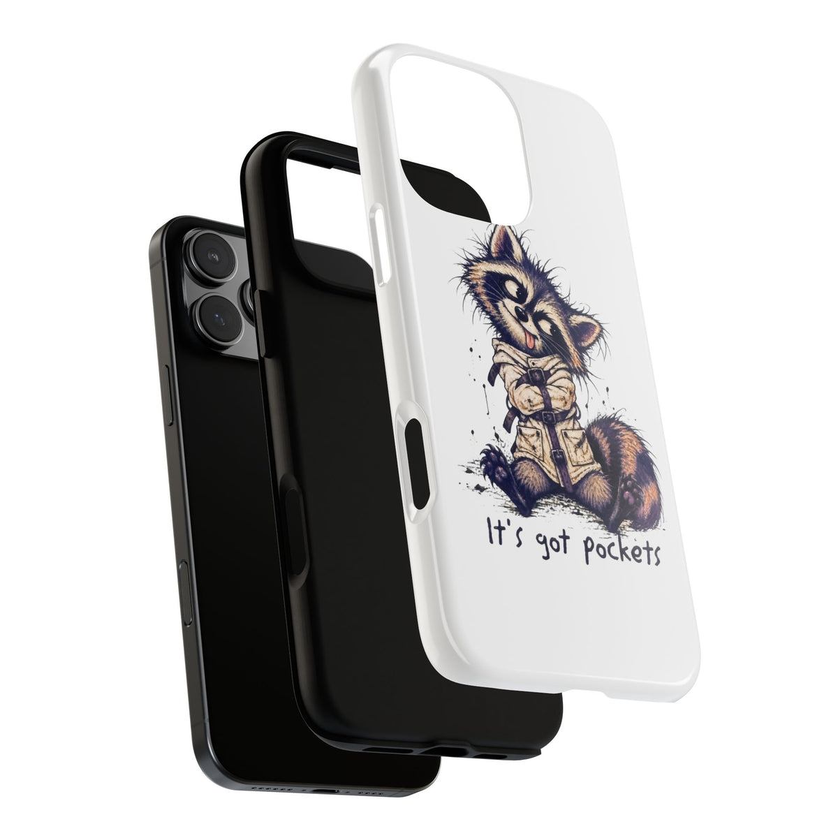 “It’s Got Pockets” Cute Raccoon Tough Phone Case