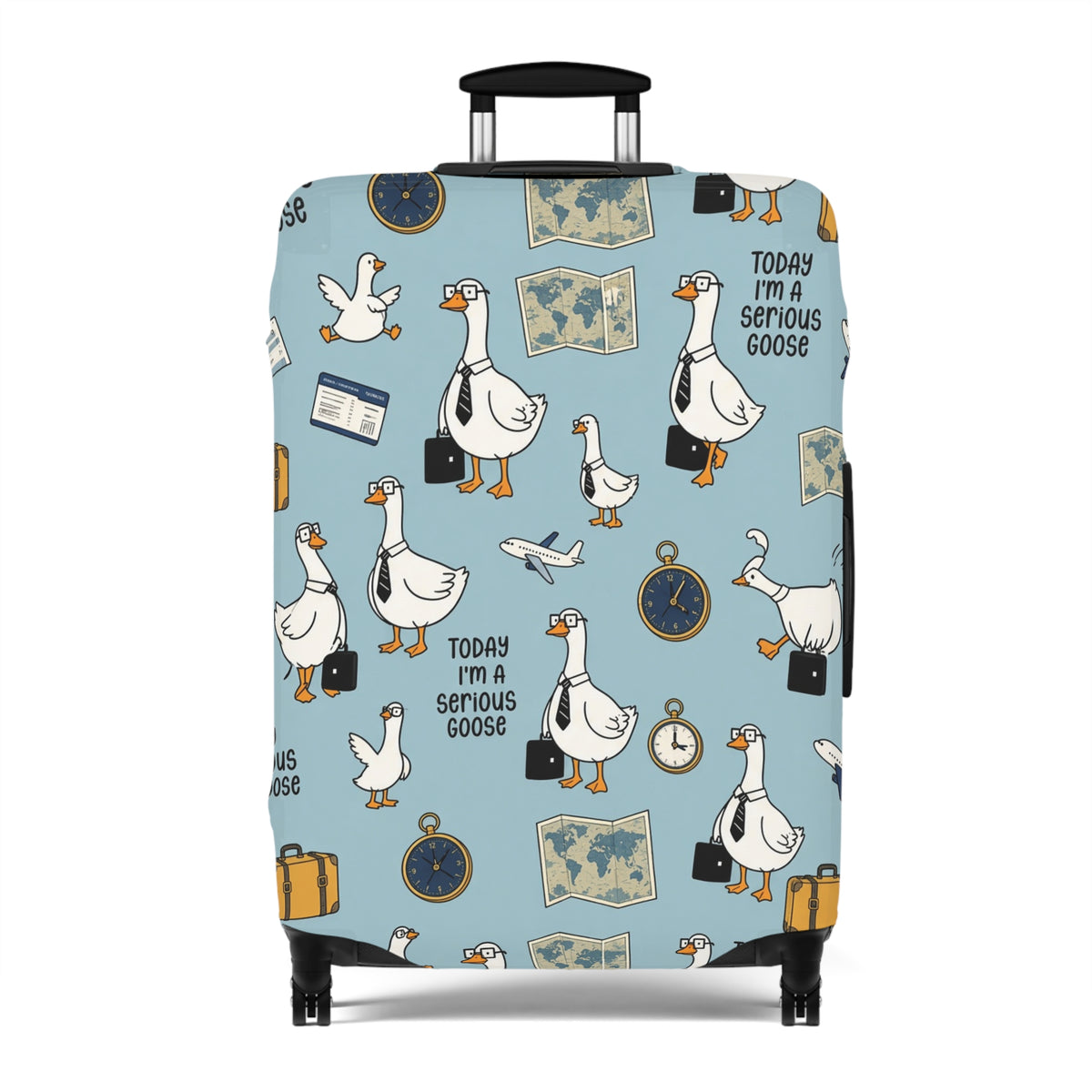 Today I'm A Serious Goose - Funny Goose Luggage Cover | Cute Cartoon Suitcase Protector