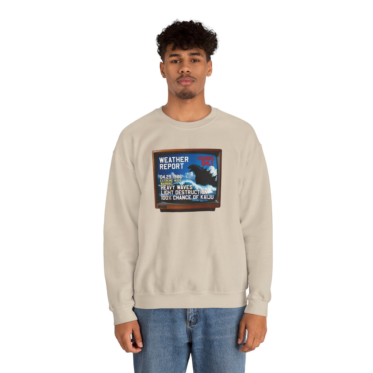Kaiju Weather Report Sweatshirt | Retro Japanese Monster Graphic Crewneck