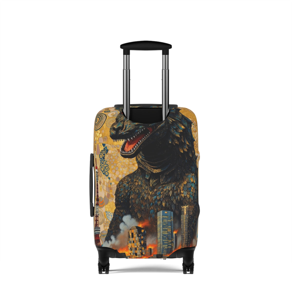 Art Nouveau Golden Monster Luggage Cover - Elastic Suitcase Protector for Travel