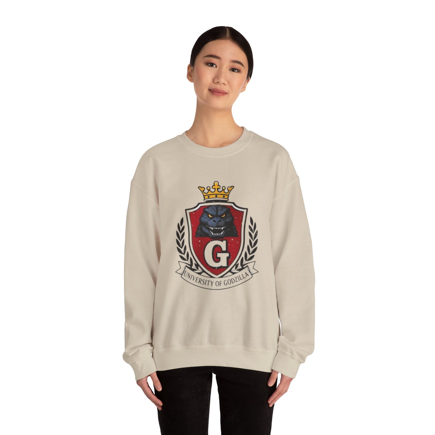 Godzilla University Sweatshirt, Designer Graphic Crewneck, Christmas Gift, Godzilla Shirt, Unique Pullover