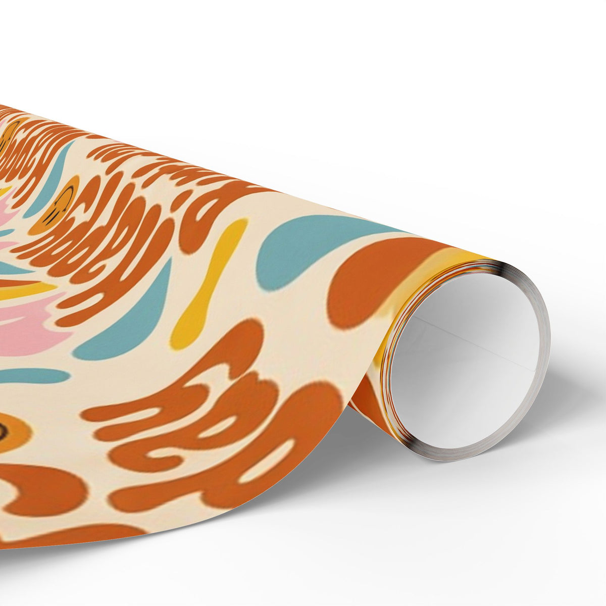 Groovy Smiley Happy Birthday Smiley Wrapping Paper Roll — Retro Colorful Party Gift Wrap