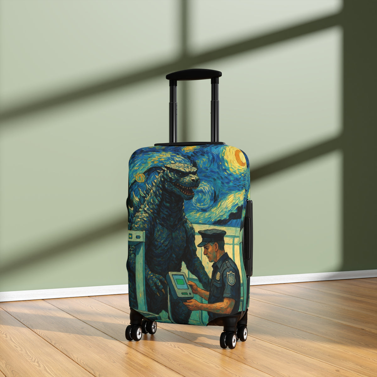 Funny Giant Monster Airport Suitcase Cover | Surreal Night Sky Luggage Protector