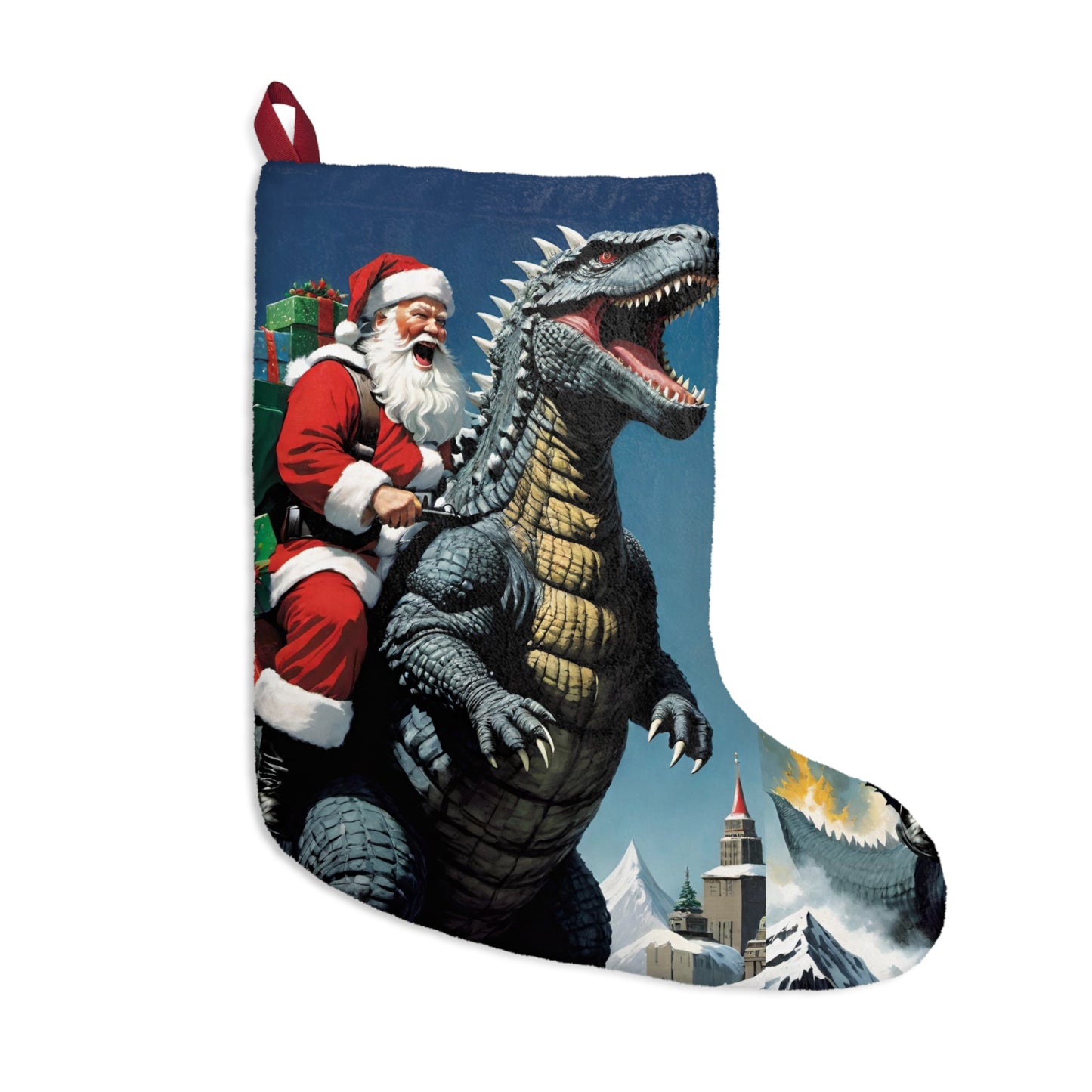 Godzilla Santa Christmas Stocking
