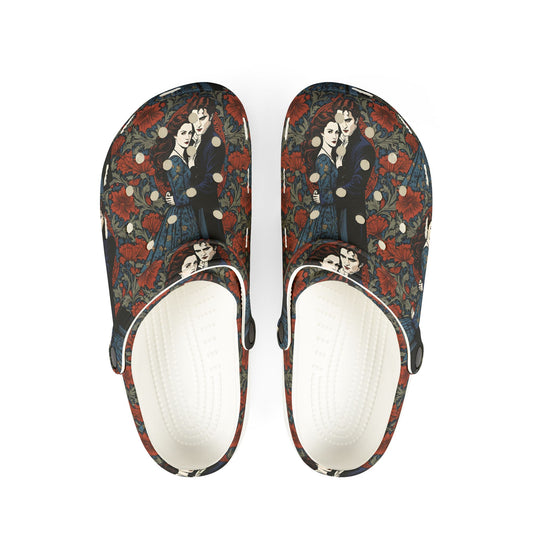 Rubber Shoes, Vampire Novel Art, Romantic Vampire Fan Clogs, Vampire Romance Movie Slides