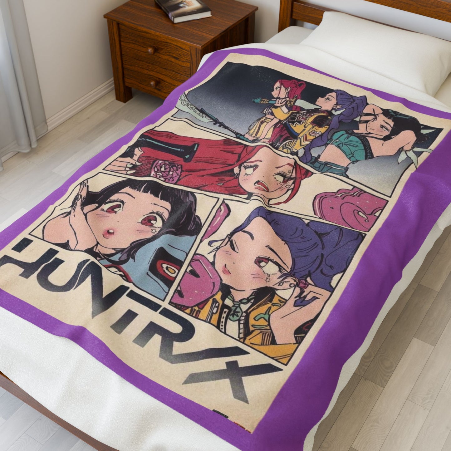 Kpop blanket, kpop art Velveteen Plush Blanket — Kawaii Comic Panel Throw