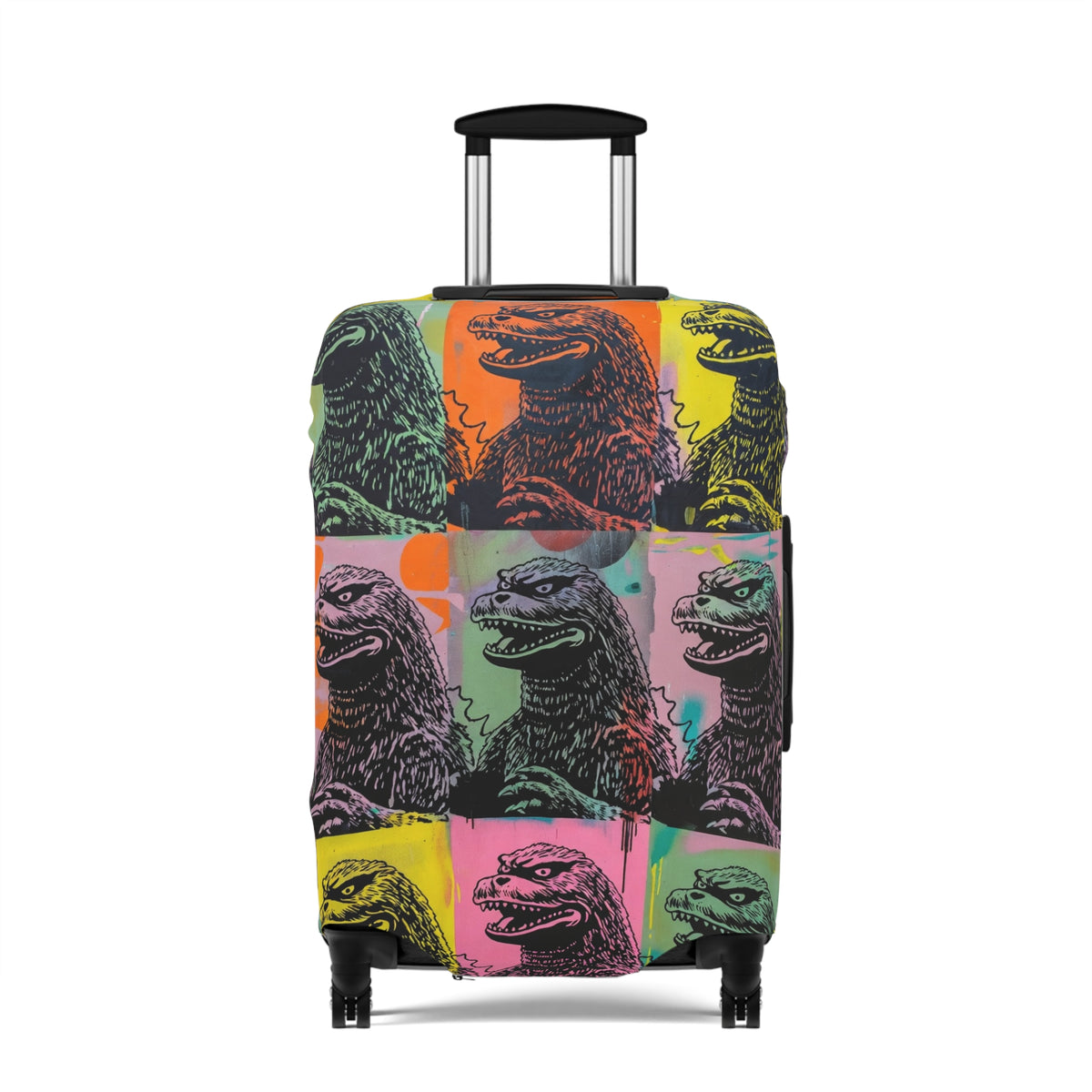 Pop Art Monster Luggage Cover - Fun Travel Gift for Suitcase Lovers