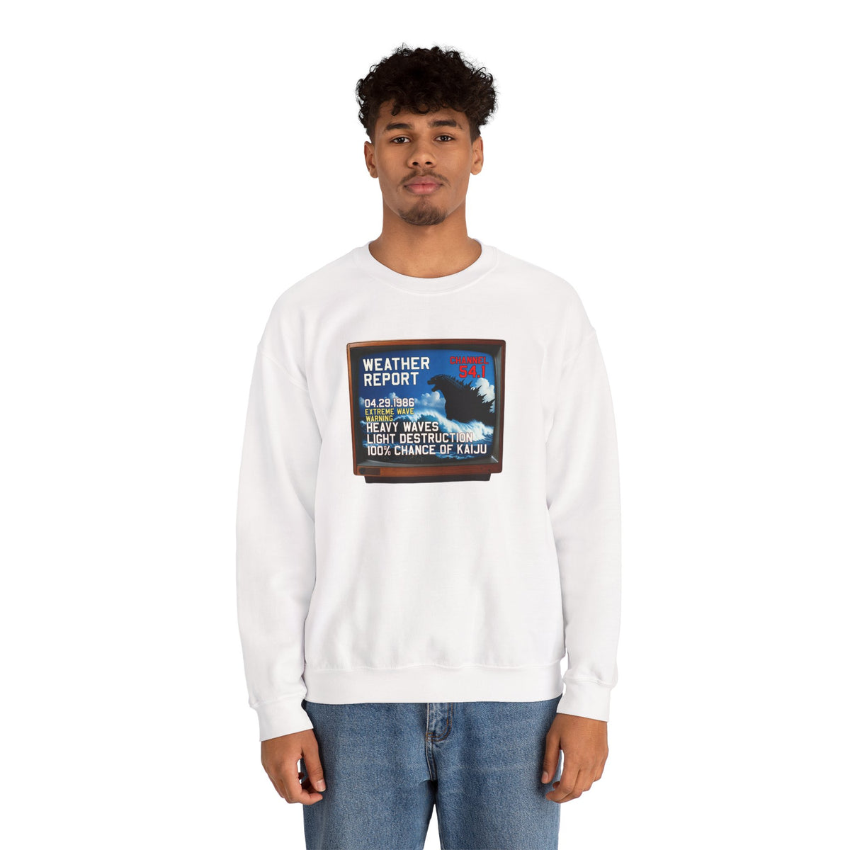 Kaiju Weather Report Sweatshirt | Retro Japanese Monster Graphic Crewneck