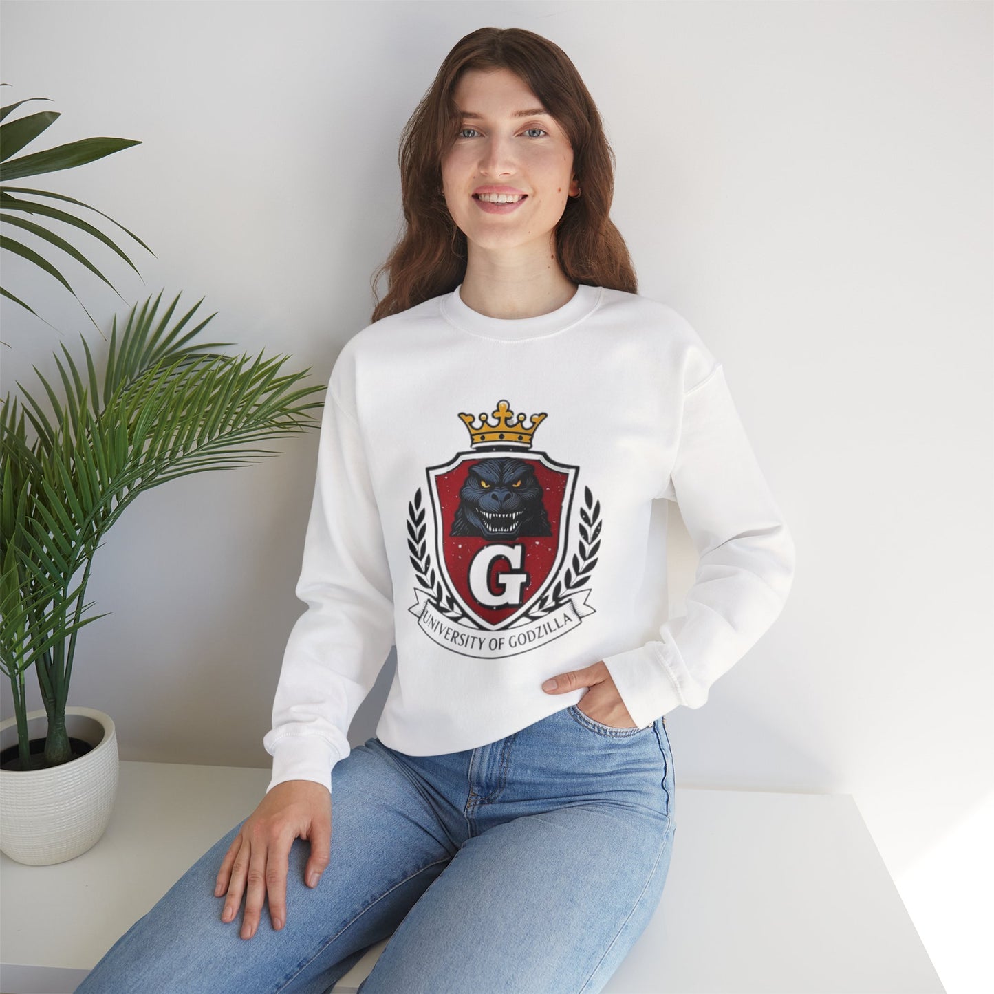 Godzilla University Sweatshirt, Designer Graphic Crewneck, Christmas Gift, Godzilla Shirt, Unique Pullover