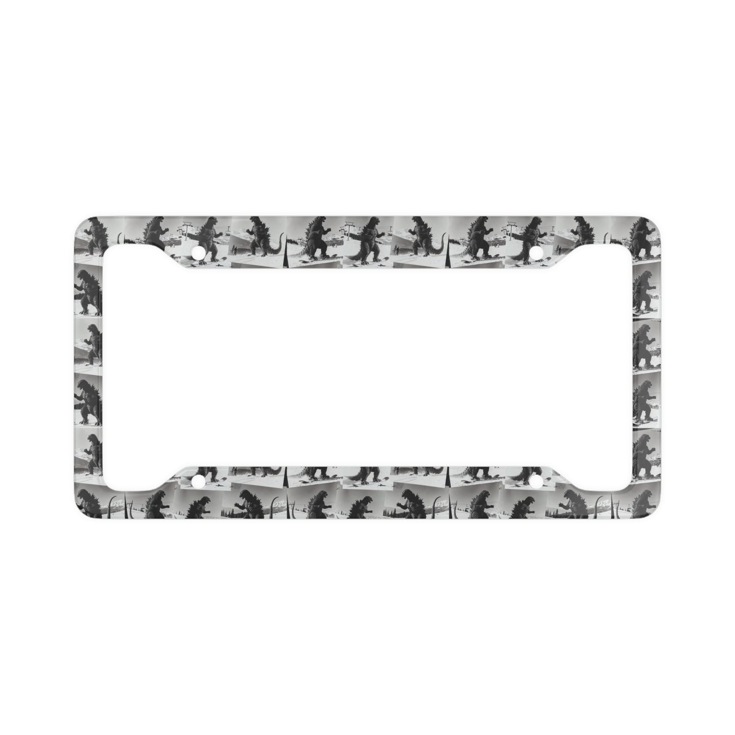 Godzilla Snowboarding License Plate Frame | Snowboarding Car Decal