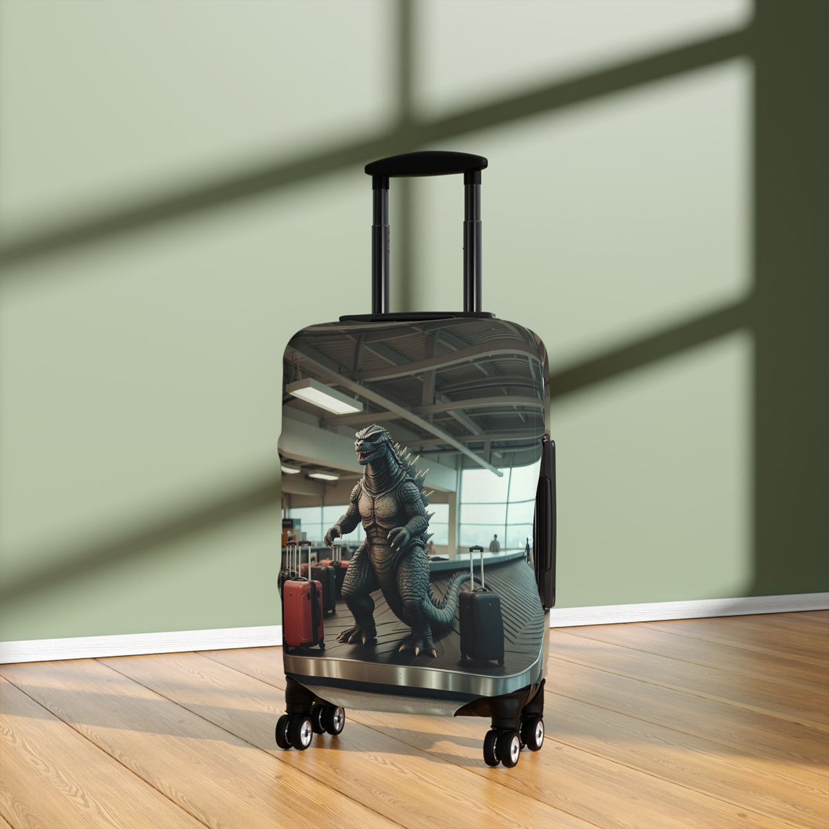 Funniest Monster Airport Luggage Cover - Fun Vintage Travel Suitcase Protector