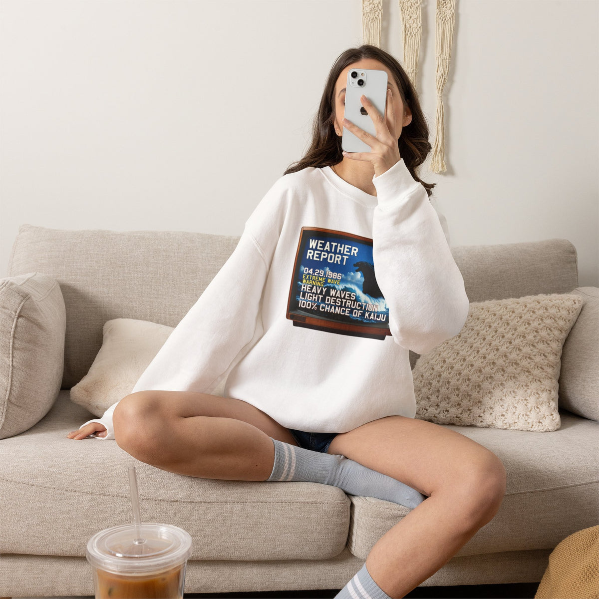 Kaiju Weather Report Sweatshirt | Retro Japanese Monster Graphic Crewneck