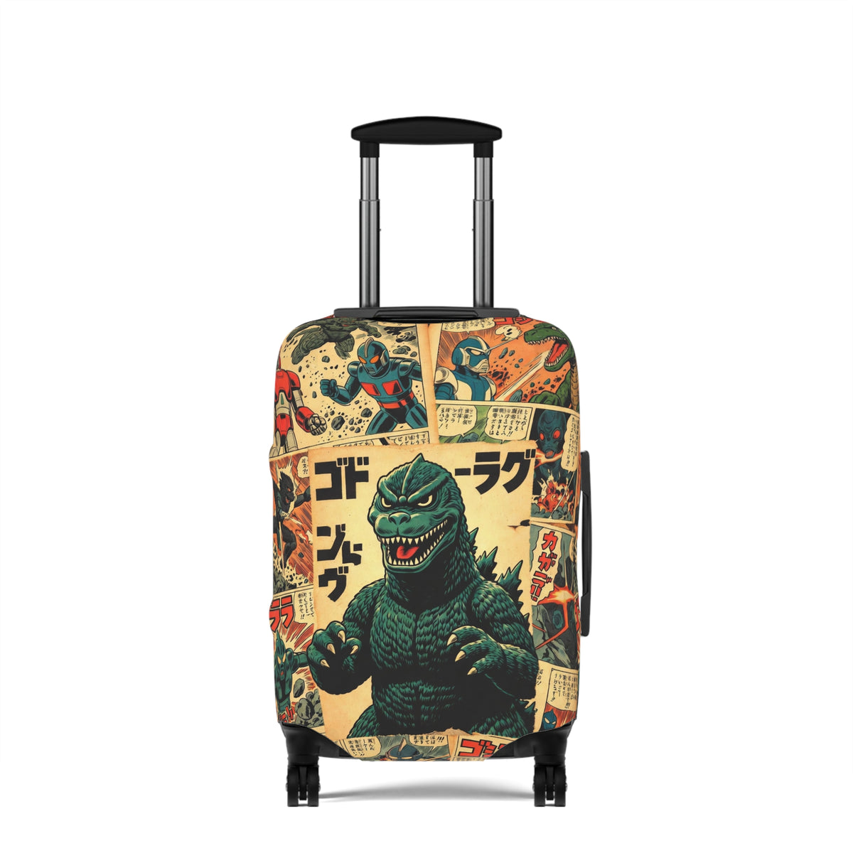 Vintage Monster Collage Luggage Cover - Retro Suitcase Protector