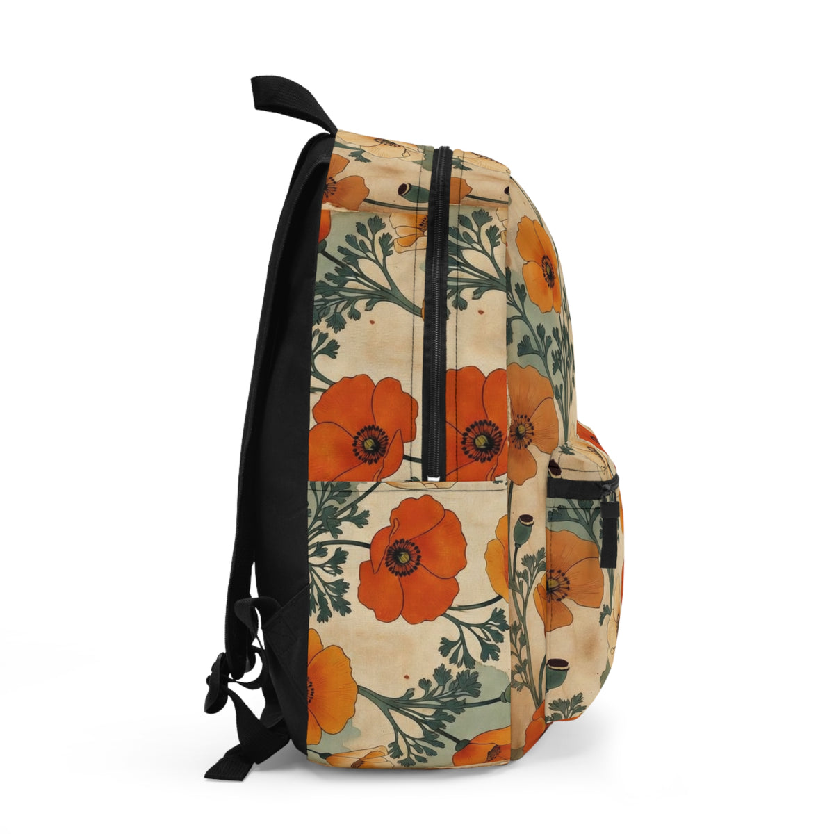 California Poppy Backpack – Vintage Botanical Floral Daypack