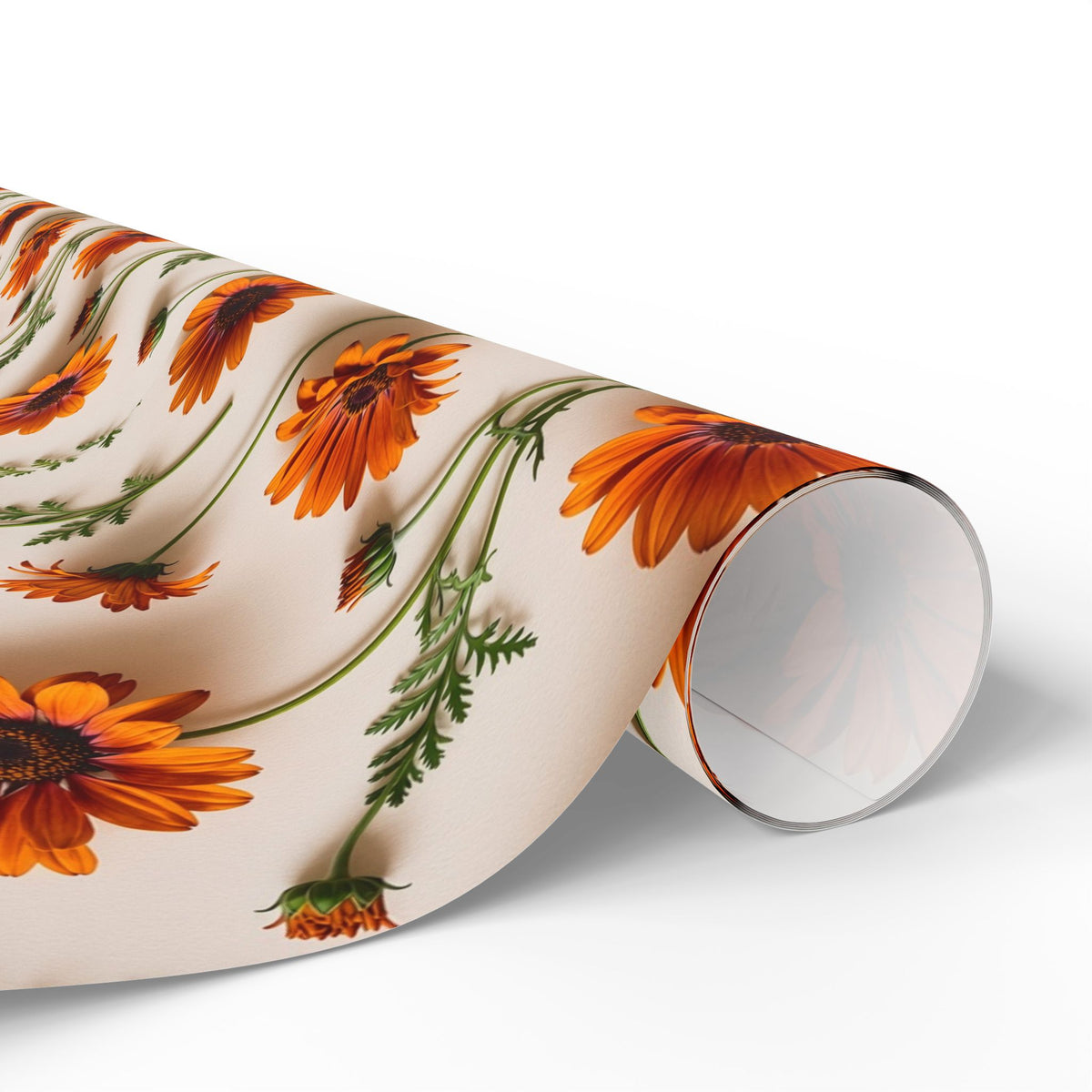 Boho Daisy Birthday wrapping paper | Cream with burnt orange daisies