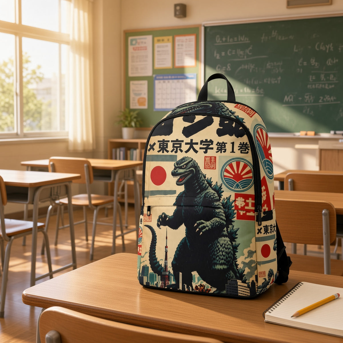 Godzilla Vintage Tokyo Poster Backpack — Retro Japanese Monster School Bag