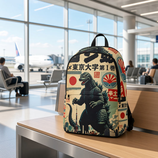Godzilla Vintage Tokyo Poster Backpack — Retro Japanese Monster School Bag