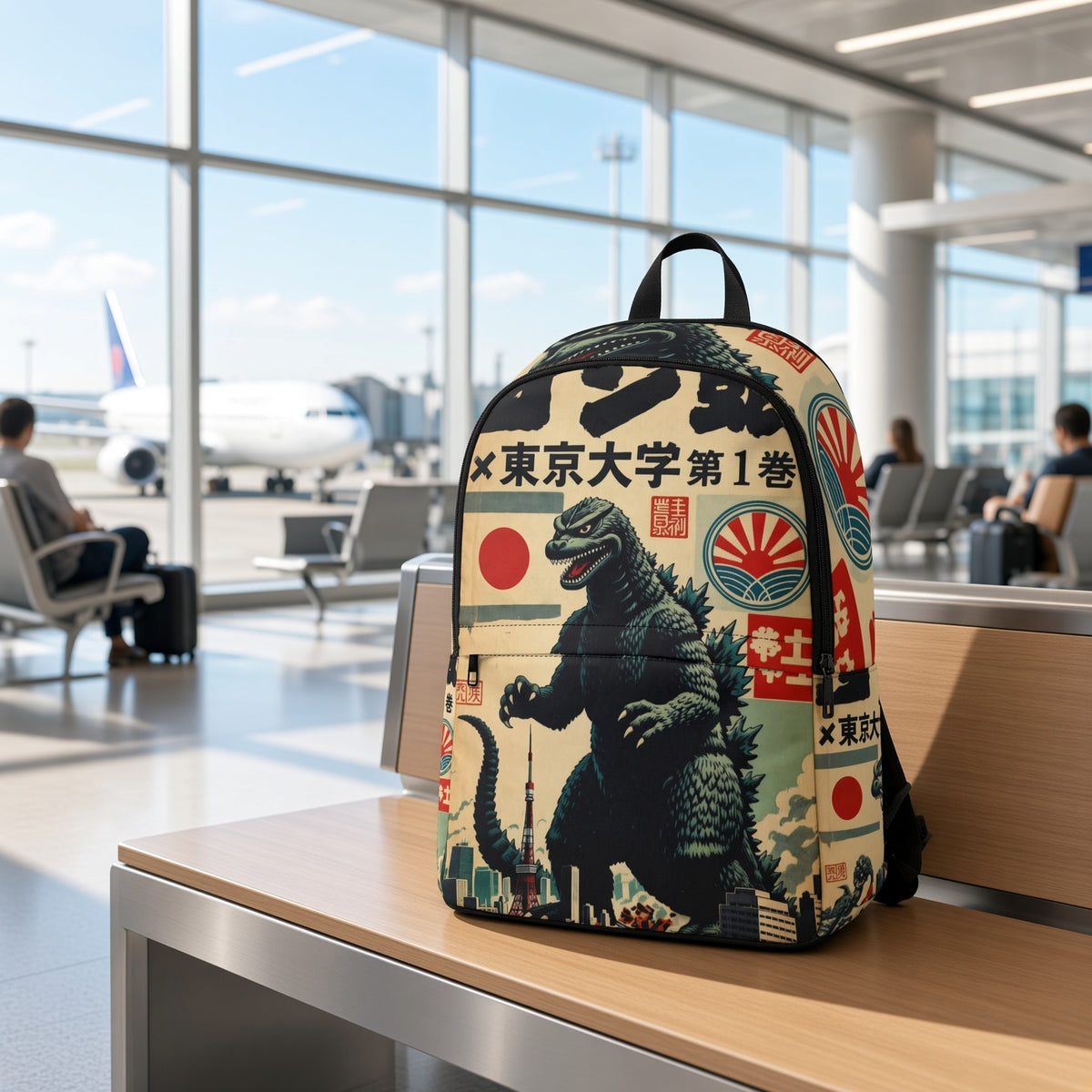 Godzilla Vintage Tokyo Poster Backpack — Retro Japanese Monster School Bag