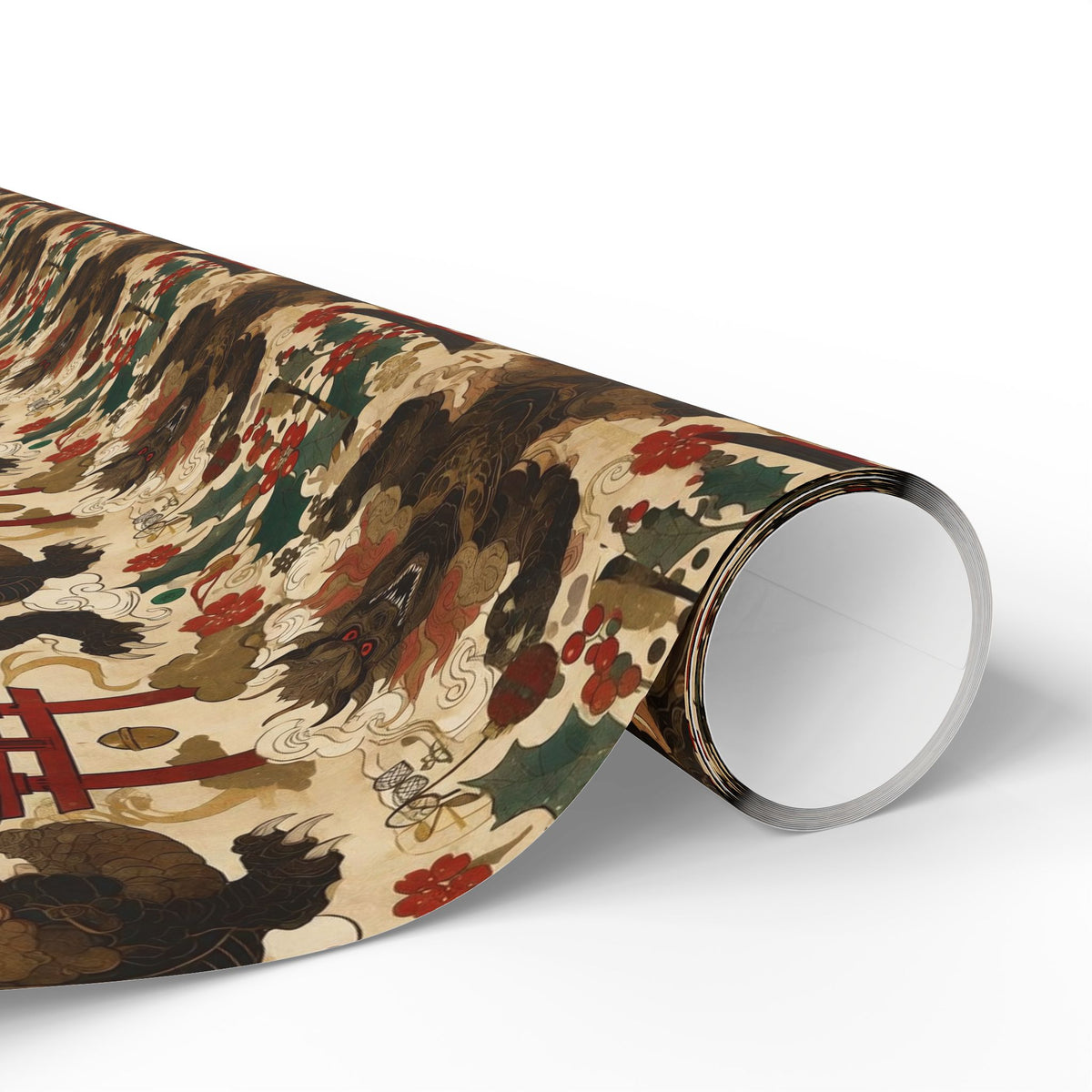 Vintage Japanese Kaiju Christmas Wrapping Paper - Retro Giant Monster Holiday Gift Wrap