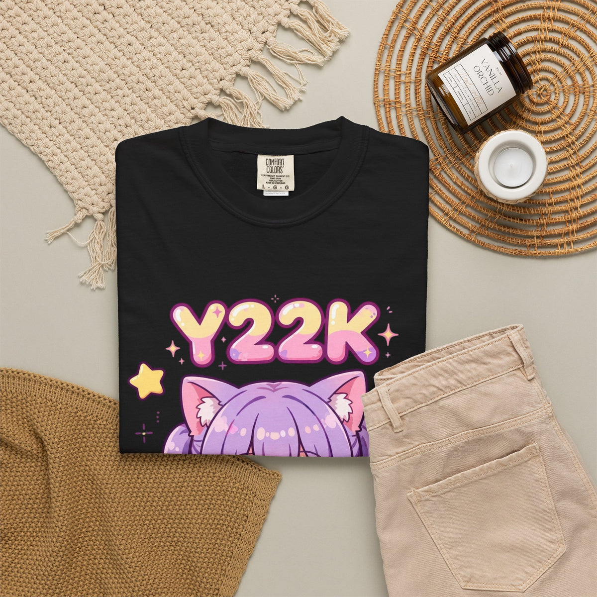 Y2K Anime Catgirl Graphic T-Shirt – Pastel Chibi Kawaii Tee | Heavyweight Cotton Y2K Streetwear
