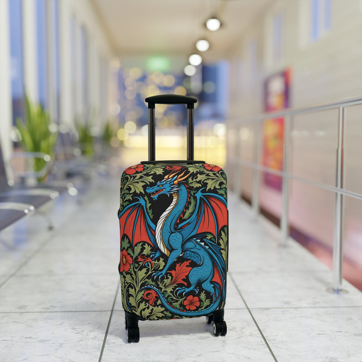 Dragon Luggage Cover - Fantasy Medieval Suitcase Protector